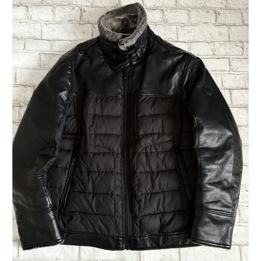 MICHAEL KORS  MENS FAUX FUR COLLAR Moto  Jacket Size L
